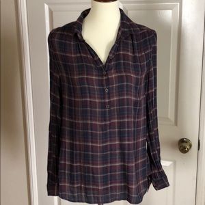 LOFT plaid pullover blouse Medium
